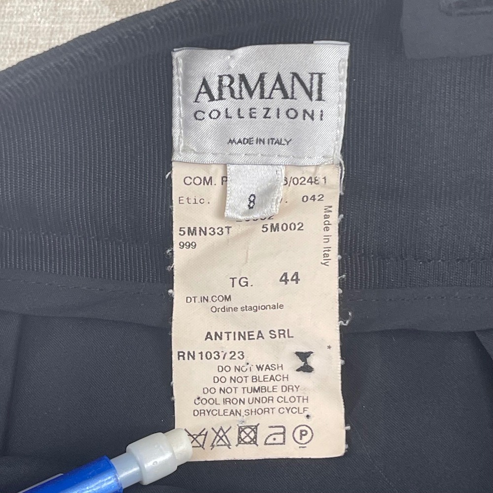 Armani Collezioni Black Virgin Wool Flared Knee Length Skirt Made in Italy Sz 8 - Picture 5 of 8